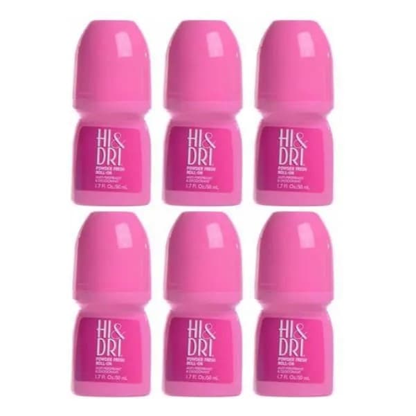 Hi & Dri Roll-On Powder Fresh Antiperspirant Desodorante 50ml - 6 Unidades