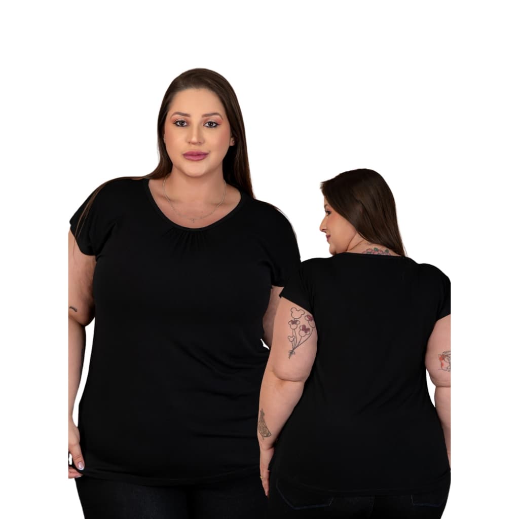 Blusa Básica com Detalhe Franzido – Moda Feminina Plus Size