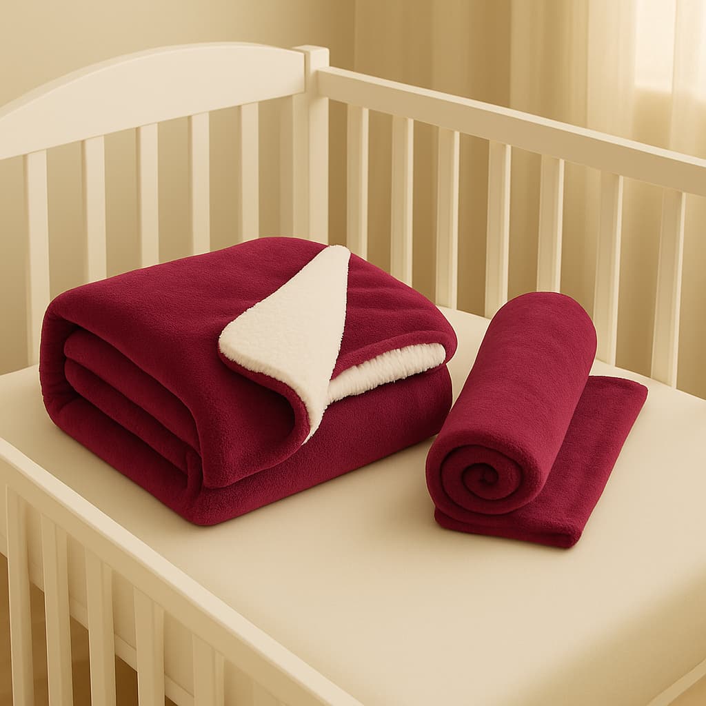 Kit berço 2 itens cobertor para bebê - Dupla face plush e sherpa felpuda + Soft plush