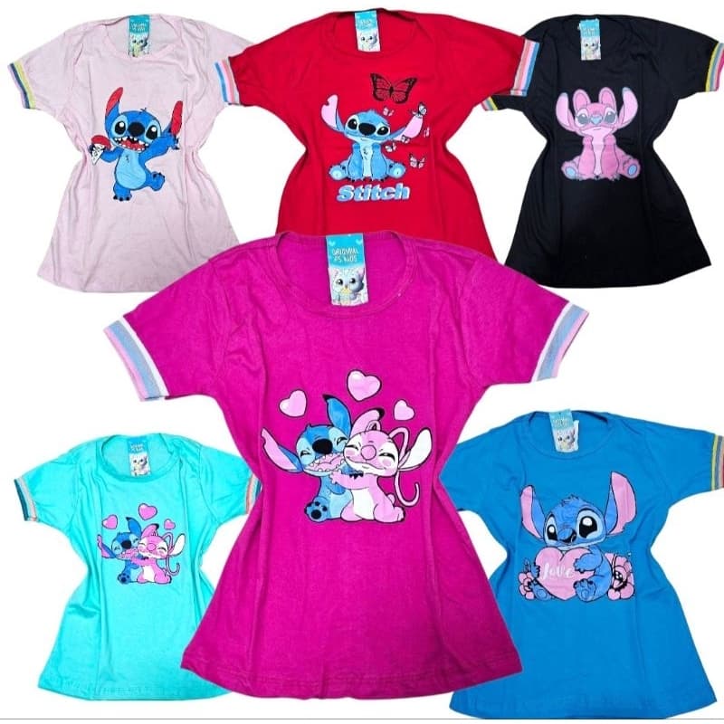 camisa camiseta infantil menina Lilo stich Lilo fantasia personagem meninas feminina blusa no tamanho 2 4 6 8 10 12 14