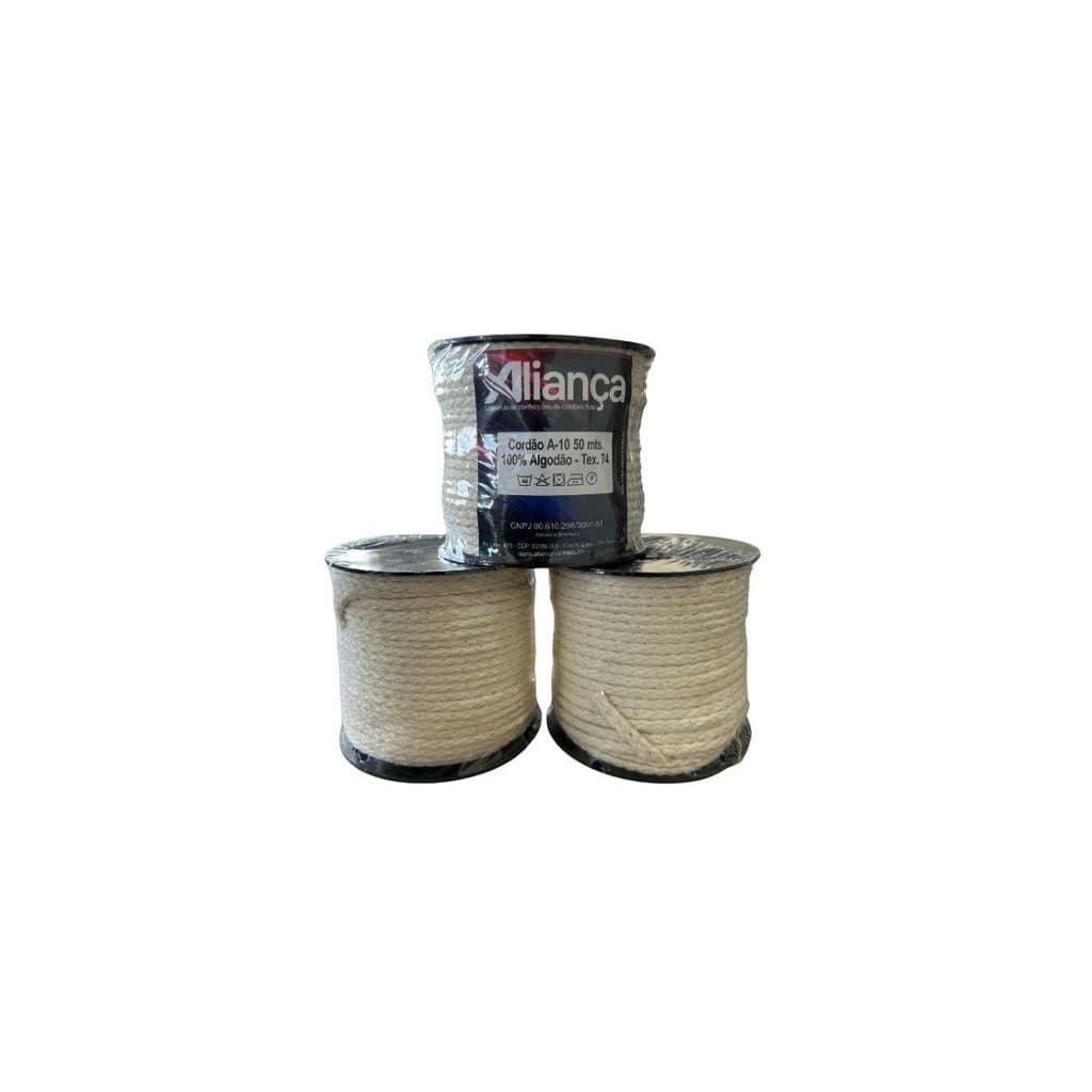 Cordão Trançado Algodão Cru Macramê Artesanato 5mm Kit Com 3 Rolos