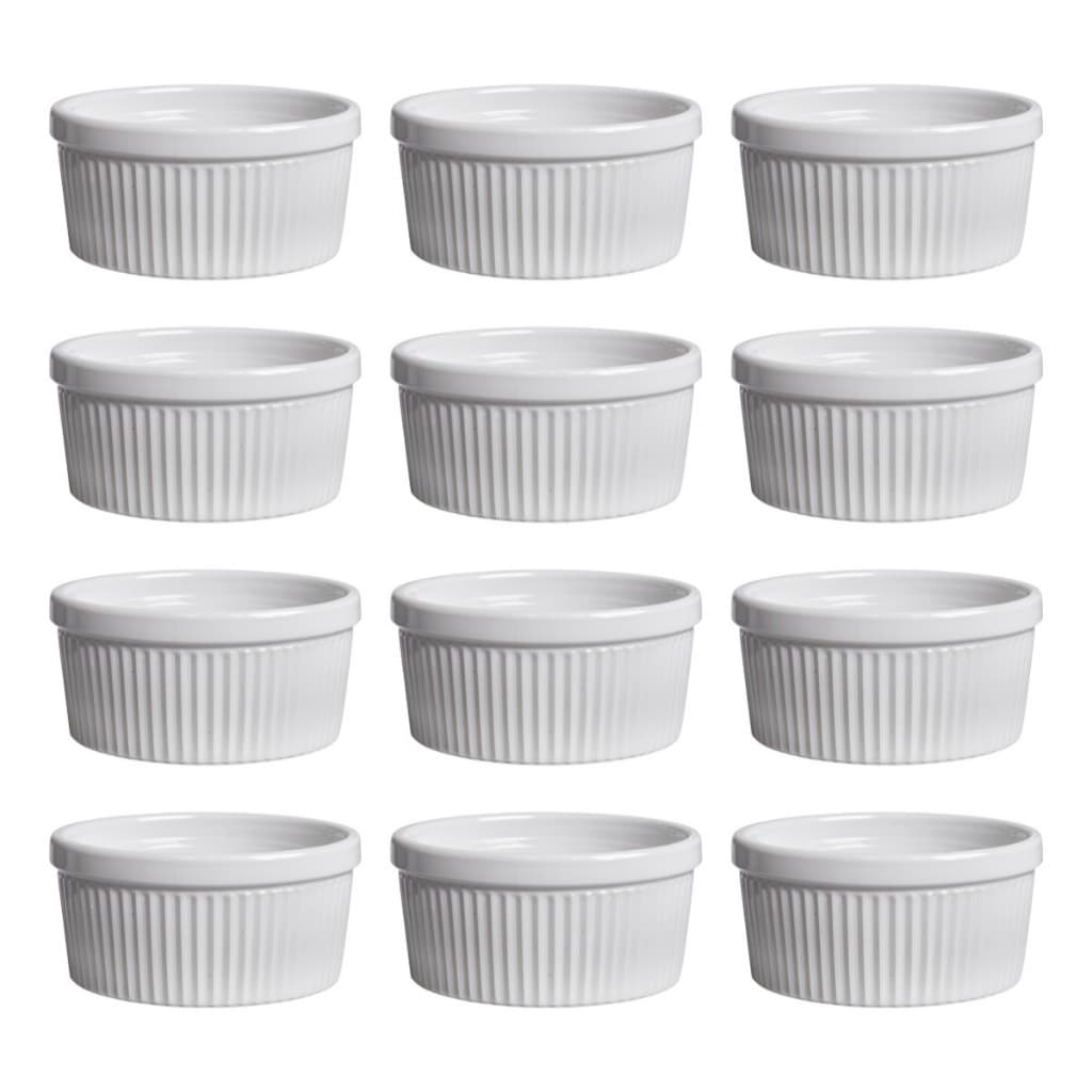 Conjunto 20 Ramequins 320ml Grande Porcelana Branca Para Servir Buffet Molho Petisco Hotel Atacado