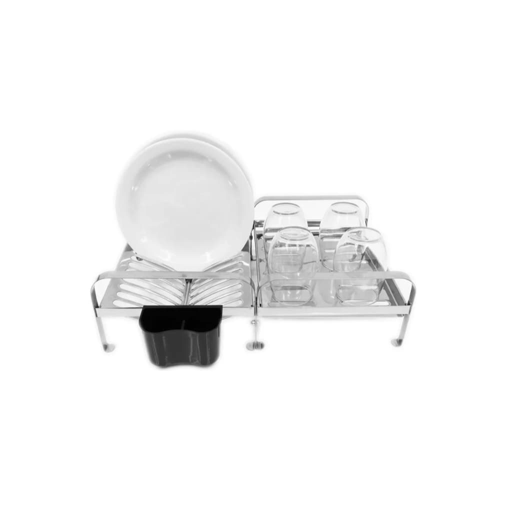 Escorredor Cama Inox Secador Louca Pratos Copos Porta Talher Plastico Preto