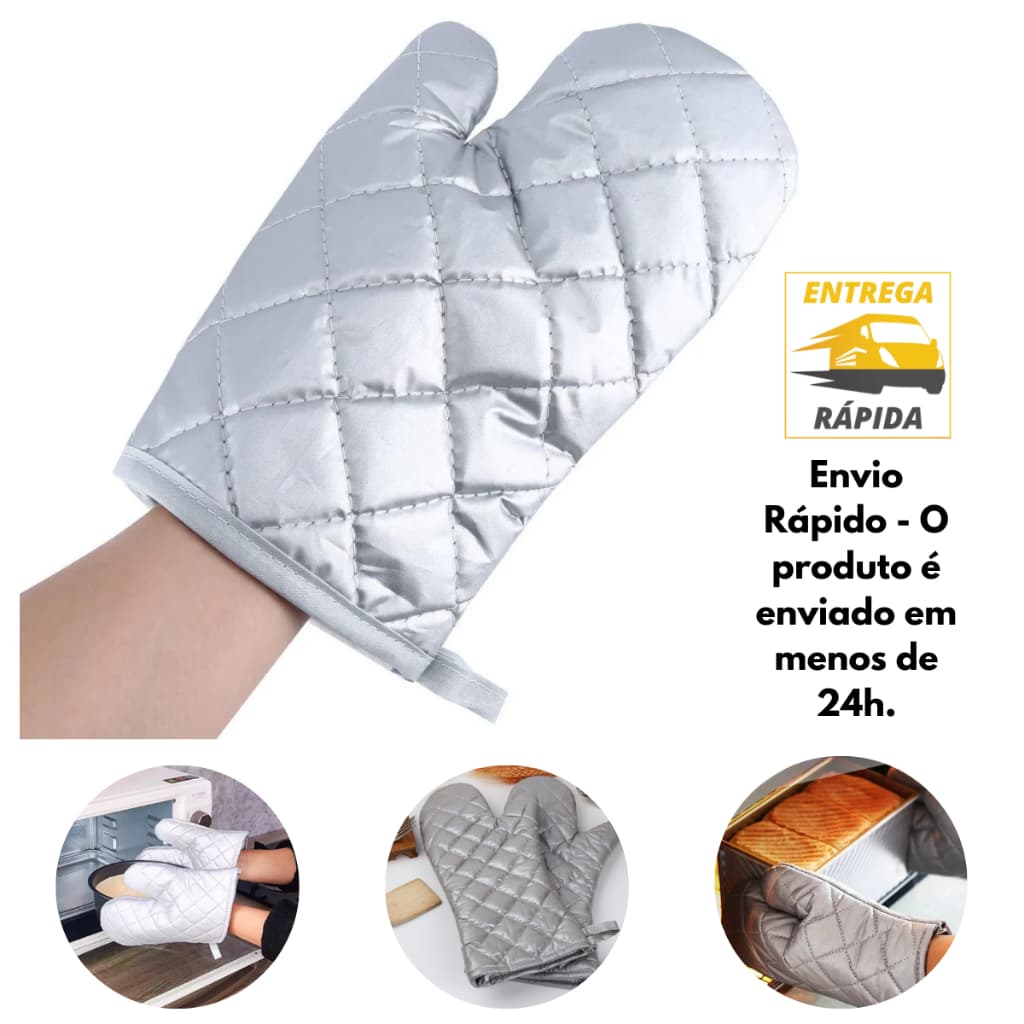 Luva Térmica Silicone para Forno Antiderrapante Acolchoada Resistente ao Calor Macia Leve Durável