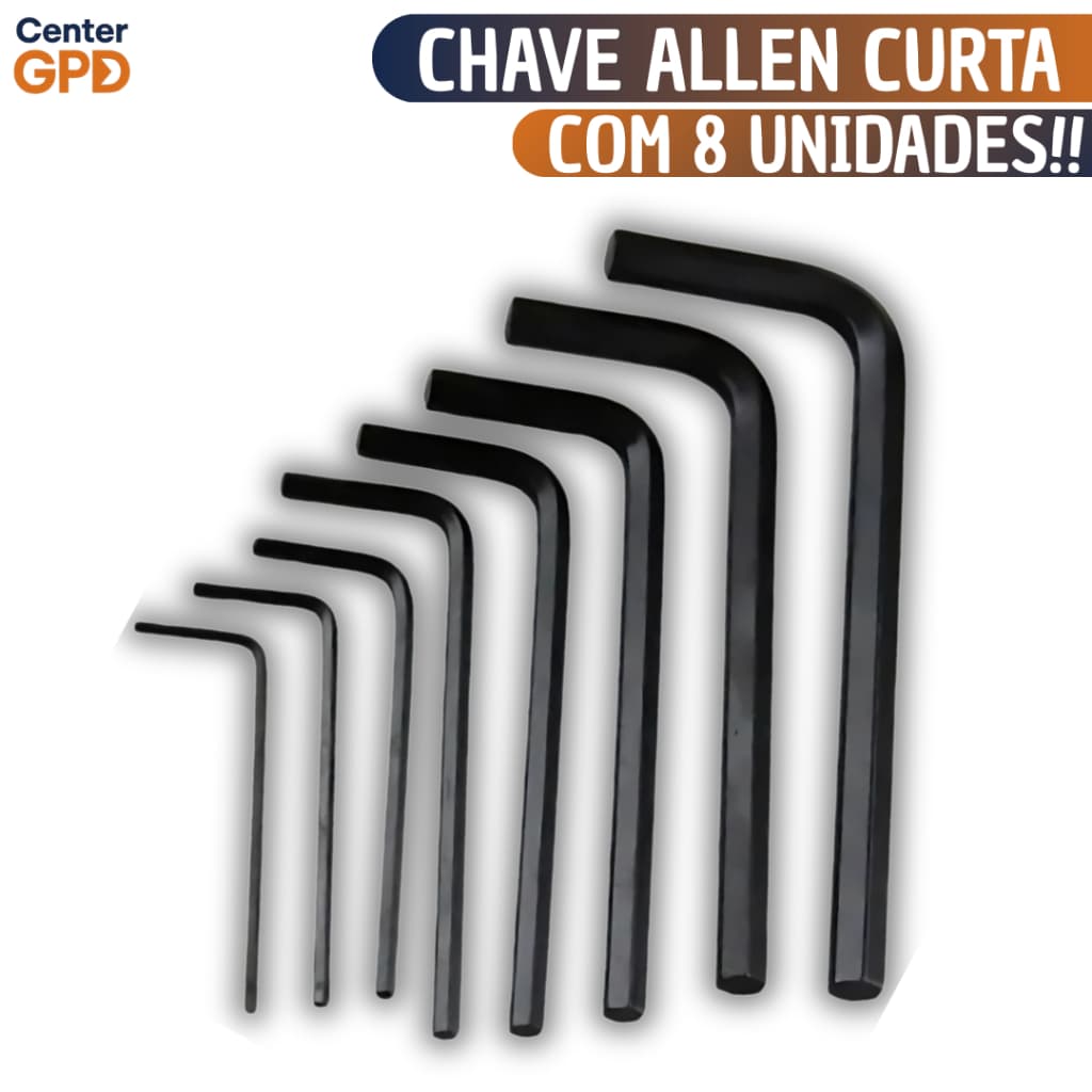 Jogo Chave Allen Curta 8 Pçs Hexagonal 1,5mm Até 6mm Ciclismo  Resistente Ferramentas Bike
