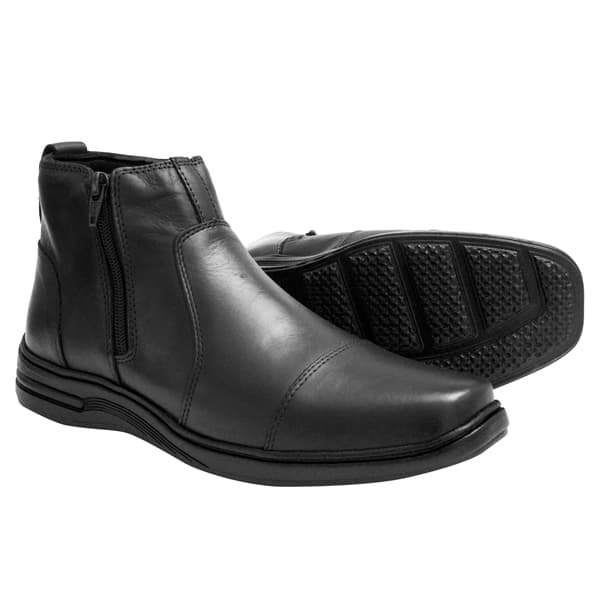 Botina Masculina para Trabalho Confortável e Resistente Couro Legítimo Com Zíper Lateral Calço Pratico