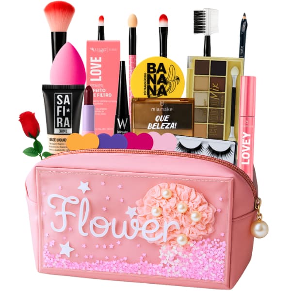 Bolsa De Maquiagem Completa SAGARO Essencial LINDO PRESENTE