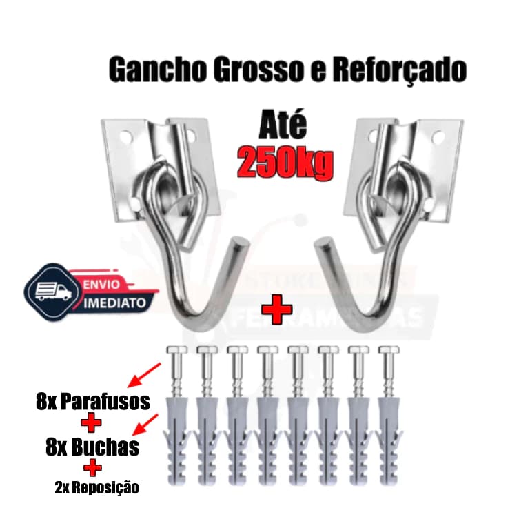 Par De Ganchos Inox Para rede de Dormir de descanso balanço de Parafusar na parede com buchas e parafusos