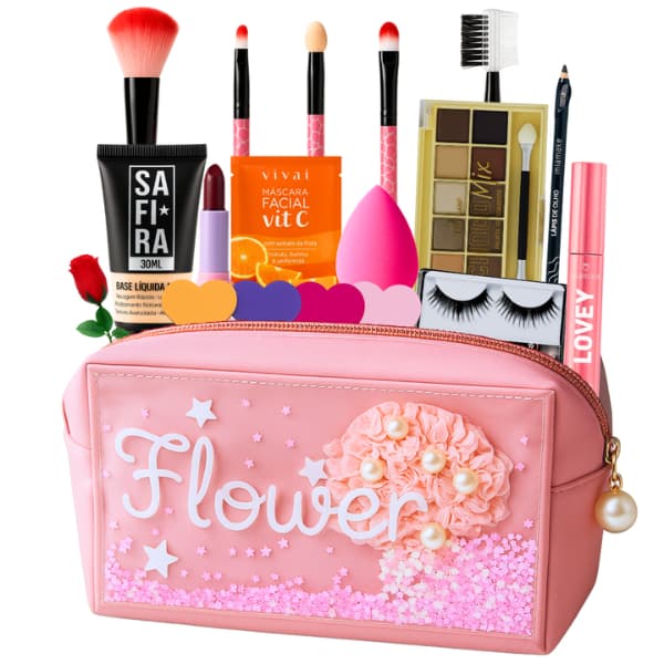 Estojo De Maquiagem Completo Com Maleta Kit Lindo Original