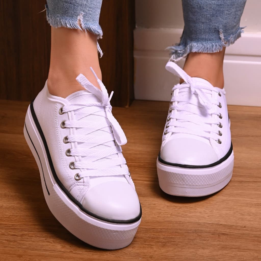 Tenis Plataforma Dia a Dia Tendencia Moda Trabalho Confortavel