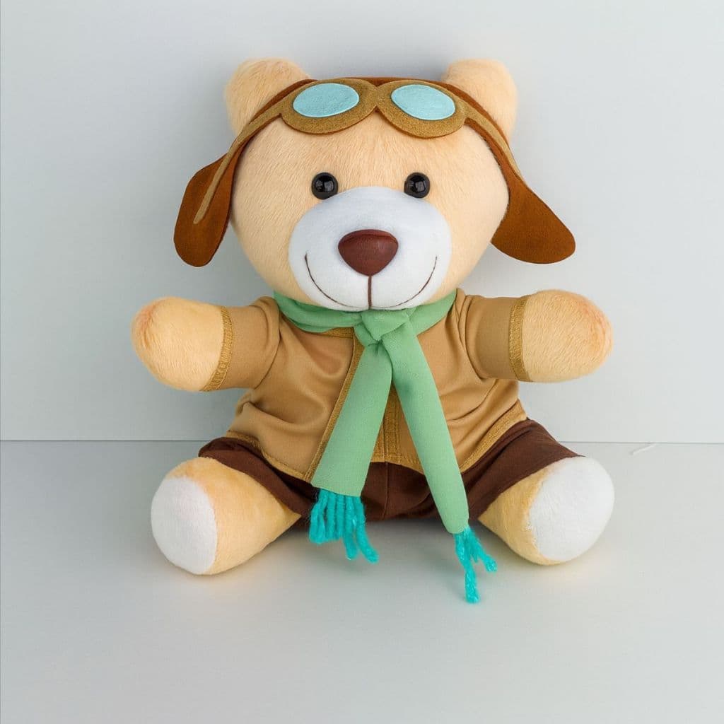 Urso De Pelúcia Ursinho Aviador Verde Avulso Para Nicho E Decorações Brinquedo Infantil