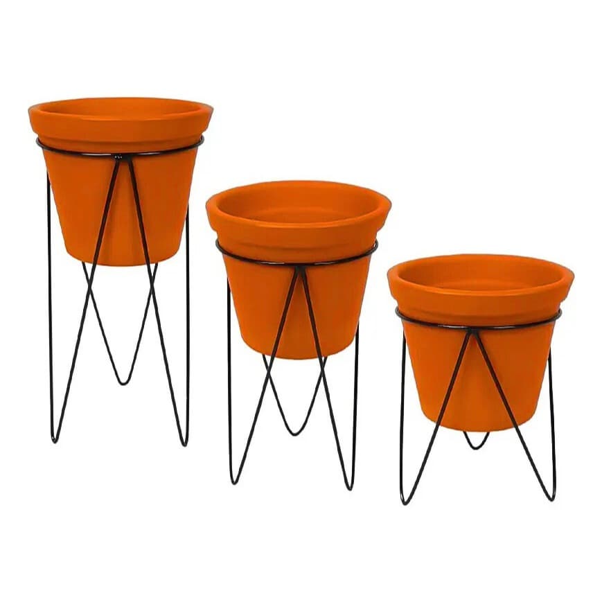 Suporte Tripé para Vasos e Plantas Suculentas  Jardim Kit com 3 peças