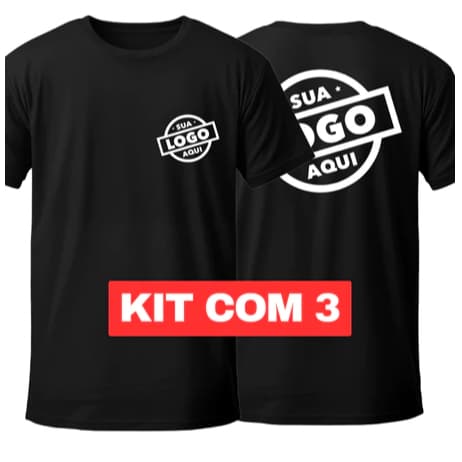 Kit 3 Camisetas Personalizadas Com Sua Logo Frente e Costas 100% Algodão Promoção! Trevix!
