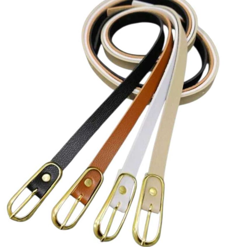 Kit 4 Cintos Feminino Fininho Fivela Oval Dourada