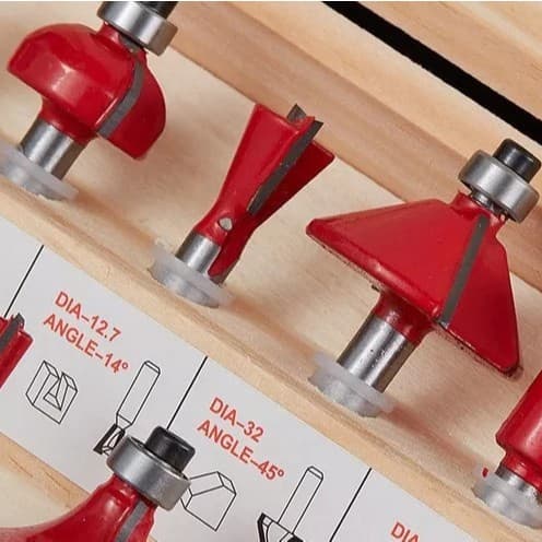 Kit com 12 Fresas para Tupia Laminadora Manual – Madeira – Haste 6,35mm -1/4"