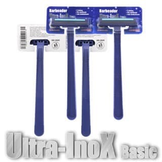 Kit 4  Barbeador Ultra Inox 2Láminas  Fita Lubrificantes