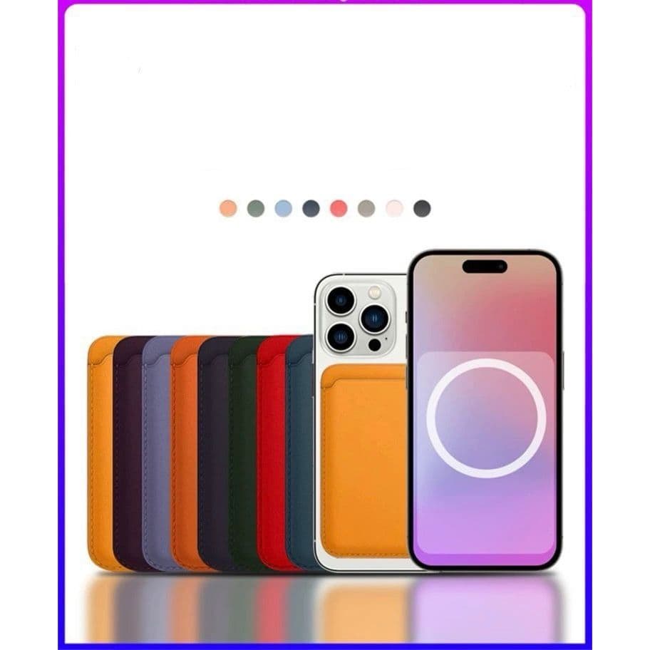 Capa De Couro Com LOGO MagSafe Para  iPhone16141312 Pro Max/Mini Porta Cartão/Carteira Magnética Compartimentos De Bolso