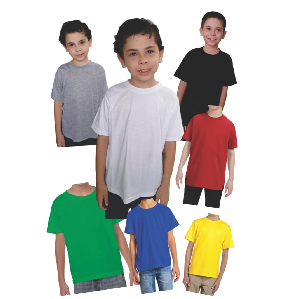 camiseta infantil 100% poliéster para sublimação