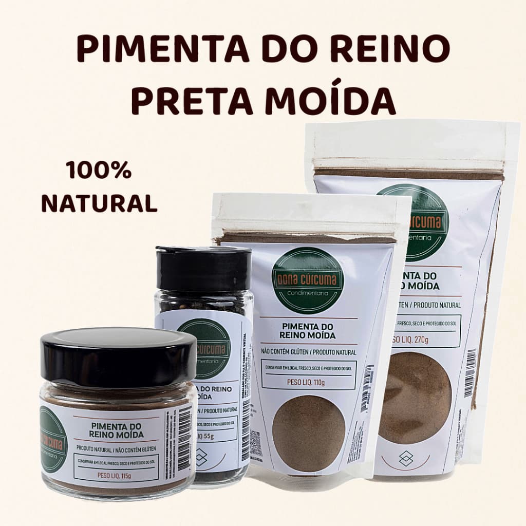 Pimenta do Reino moída 100% Natural | Temperos e Especiarias – Dona Cúrcuma