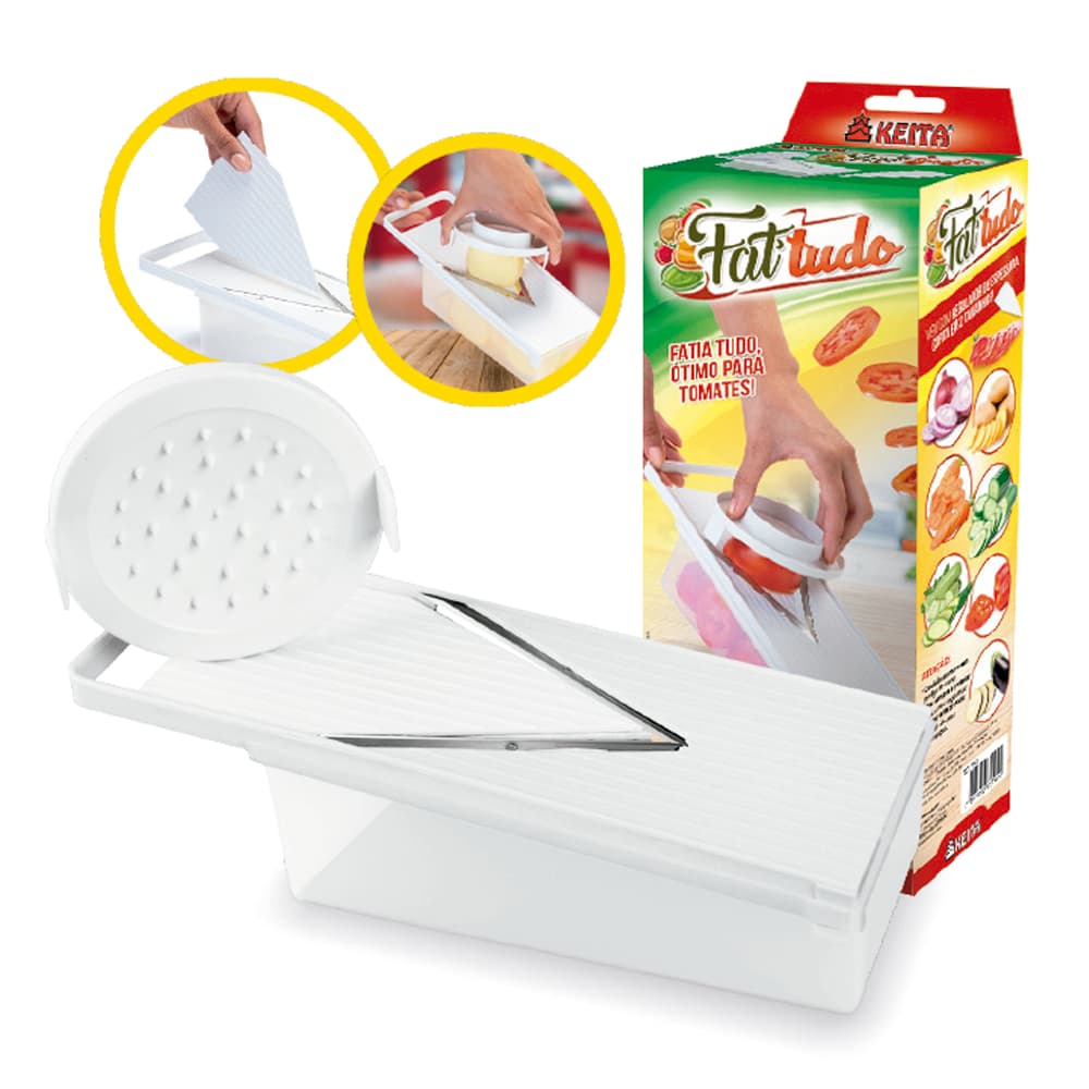Fatia Tudo - Fatiador para Tomates, Cebola, Batatas, Legumes e etc - Marca Keita - com Regulagem de Espessura