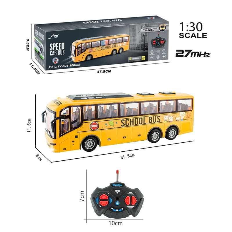 Ônibus Escolar Com Luz Carrinho Com Controle Remoto Bateria Recarregável Presente das crianças