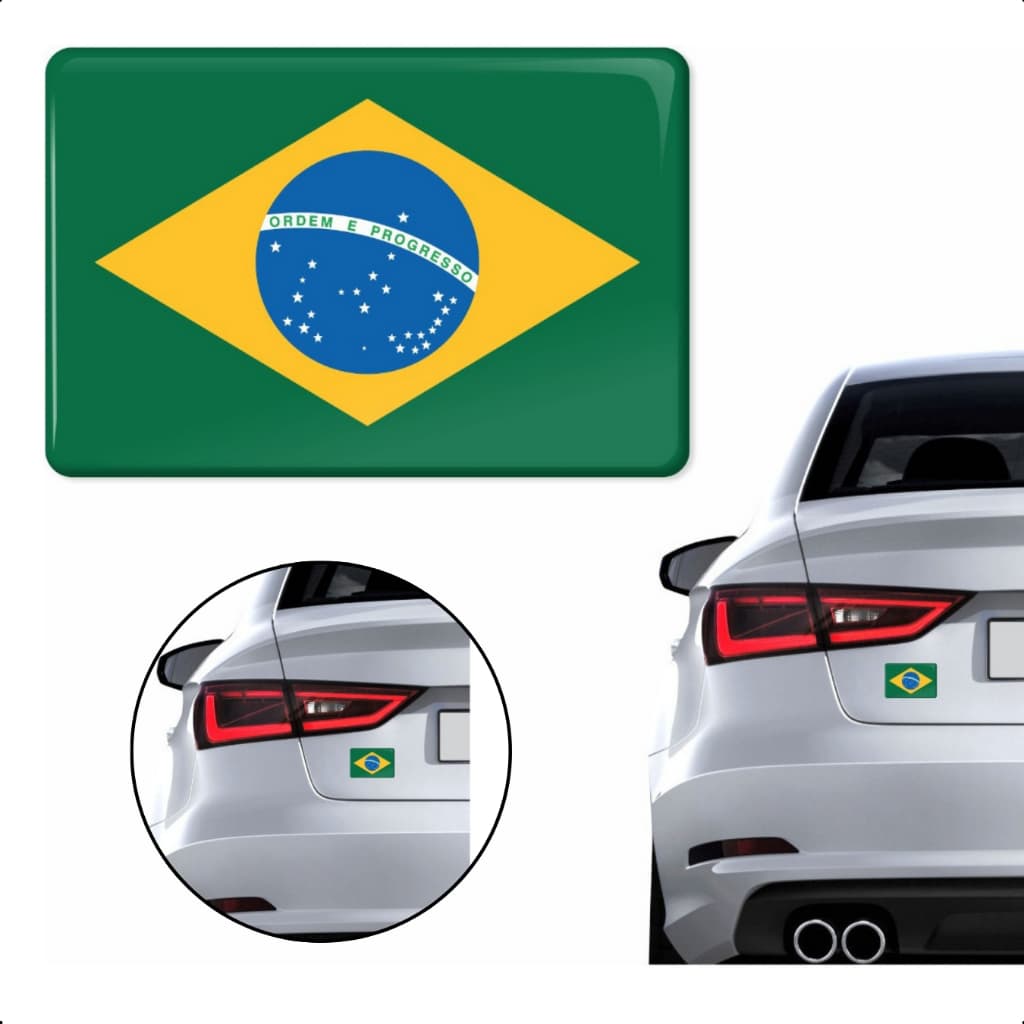 Adesivo Resinado Bandeira Brasil Carro Moto Notebook Capacete Países - Tamanho 8x5cm