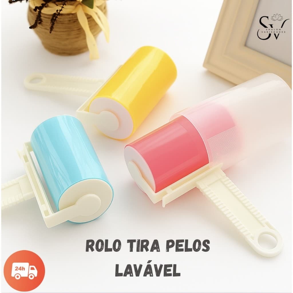 Rolo Tira Pelos Lavável Reutilizável - Remove Pelos, Fiapos e Poeira