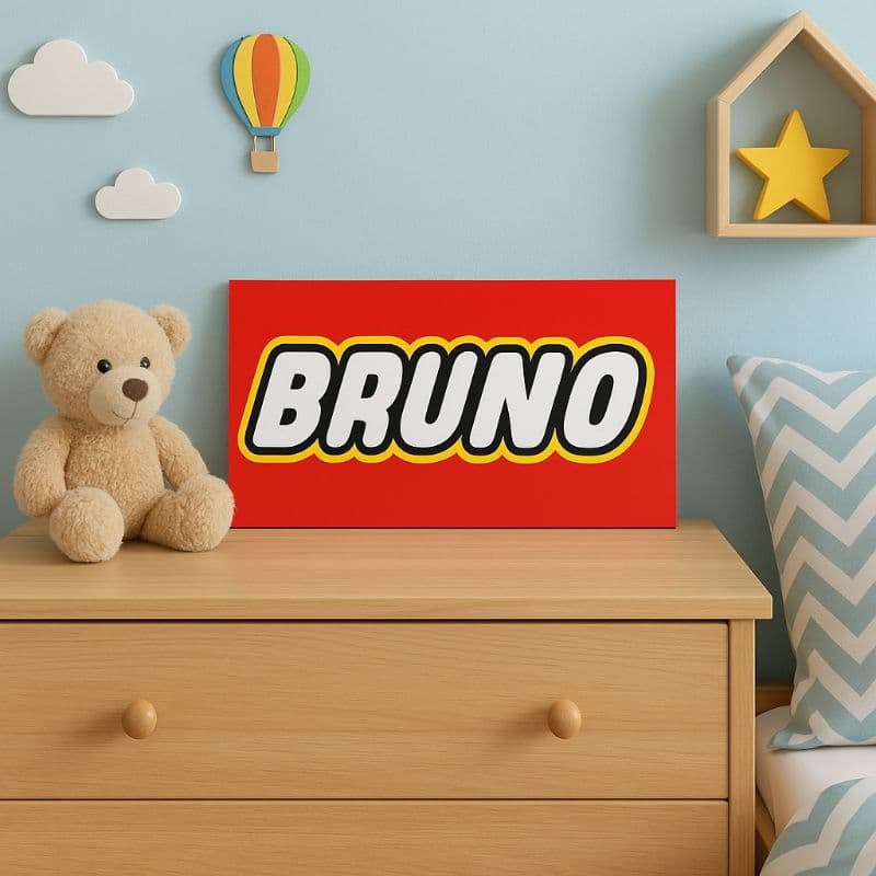 Letreiro Personalizado Fonte do LEGO Placa Decorativa 3D Nome Personalizado Estilo LEGO