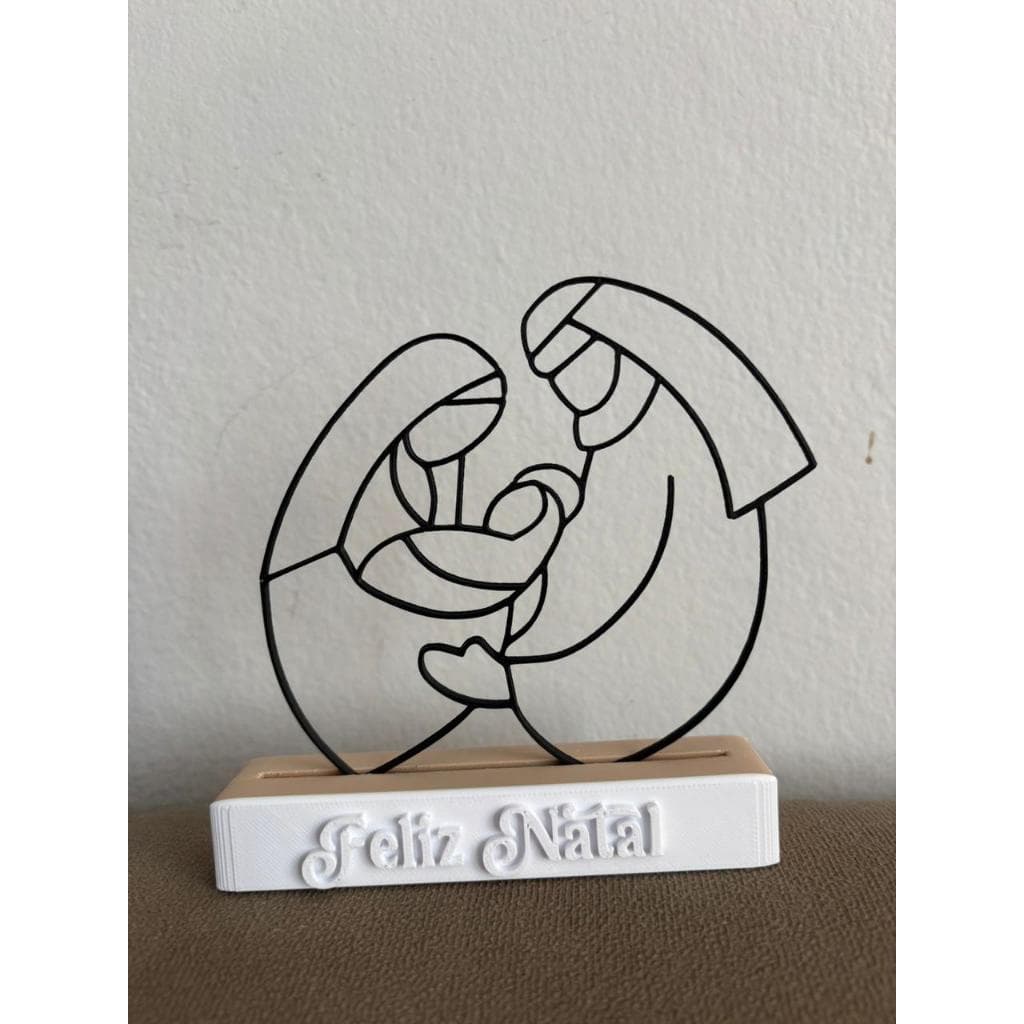 Presépio Minimalista em Camadas - Enfeite Natalino “Feliz Natal” em Impressão 3D