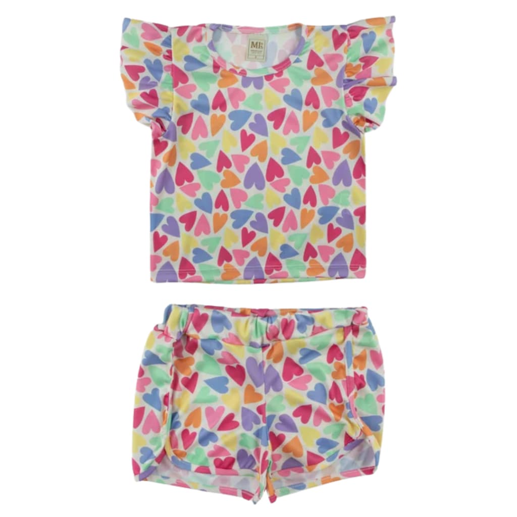 Conjunto Infantil para Menina Verão Branco com estampa de Coração