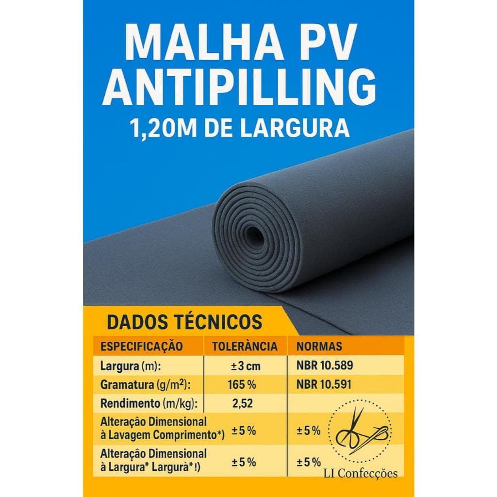 Tecido Malha PV - ANTIPILLING KIT 05, 07 e 10 Metros ( 1,20 largura )
