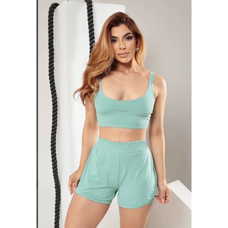 Conjunto Fitness Feminino Top e Short com Bolso Academia Treino Corrida