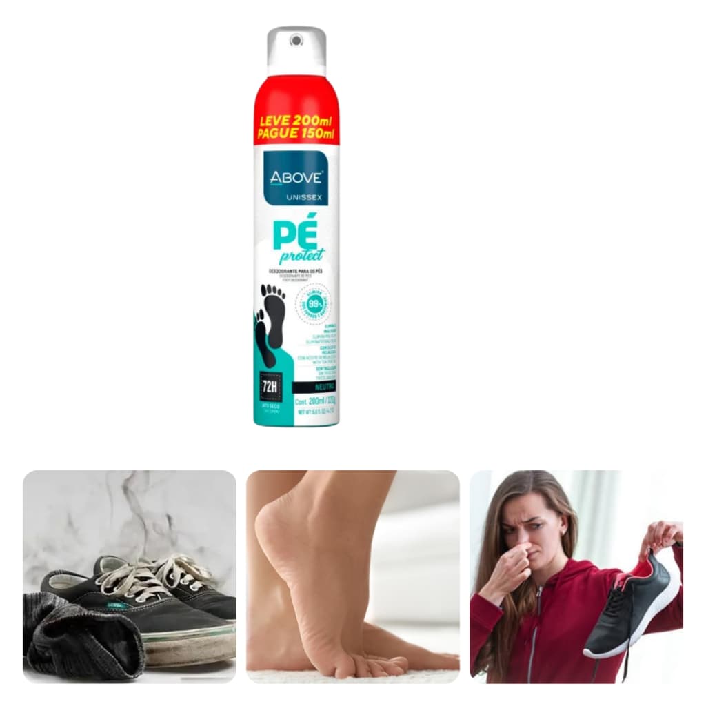 Desodorante Para os Pés Protect Above Jato Seco 200ml Acabamento Seco
