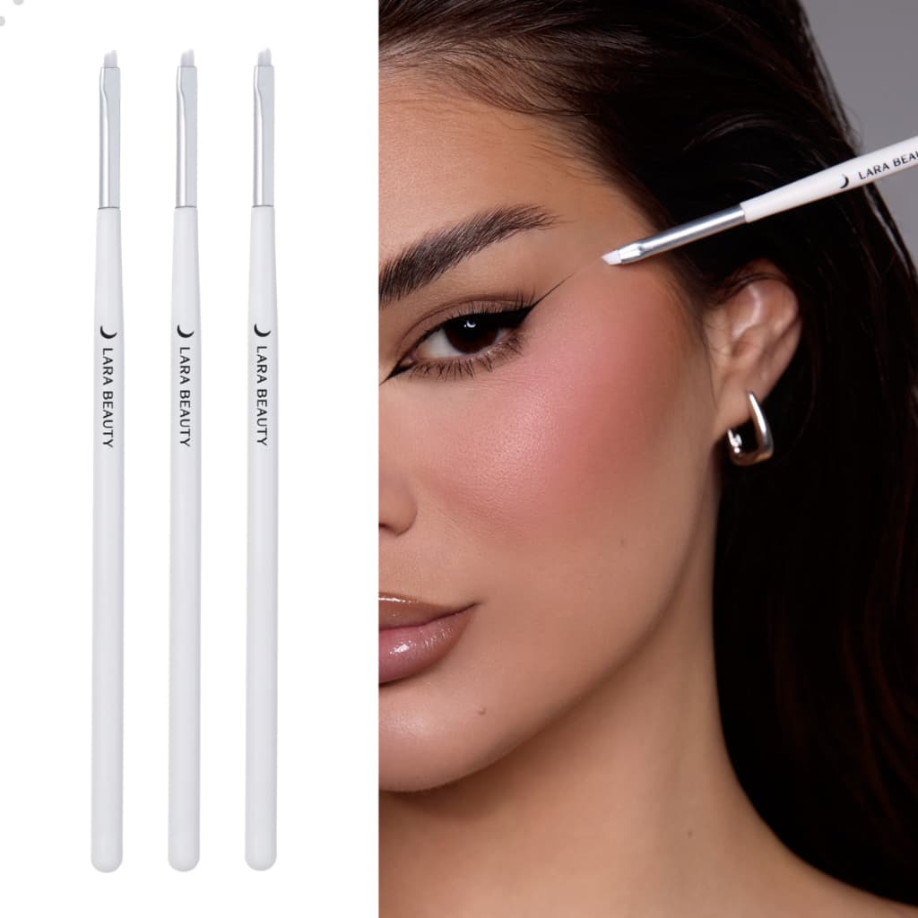 Kit 3 Pinceis Pincel De Maquiagem Chanfrado Traço Fino Contorno Delineador Acabamento Sobrancelha
