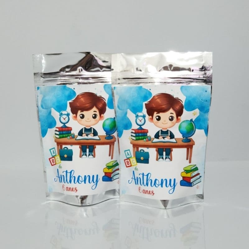 SAQUINHO METALIZADO PERSONALIZADO ABC LEMBRANCINHA PERSONALIZADA PARA FESTA INFANTIL