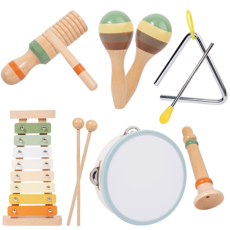 Conjunto De Instrumentos Musicais De Percussão Infantil 6 Peças, Brinquedos Educativos Musicais