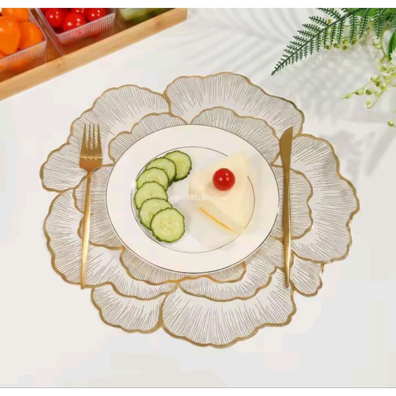 Jogo Americano Flor 38cm Decorativo Branco 4Pcs