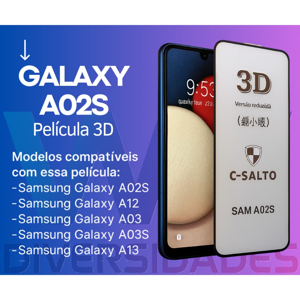 Samsung Galaxy A02S / A12 / A03S Película Vidro 3D Premium