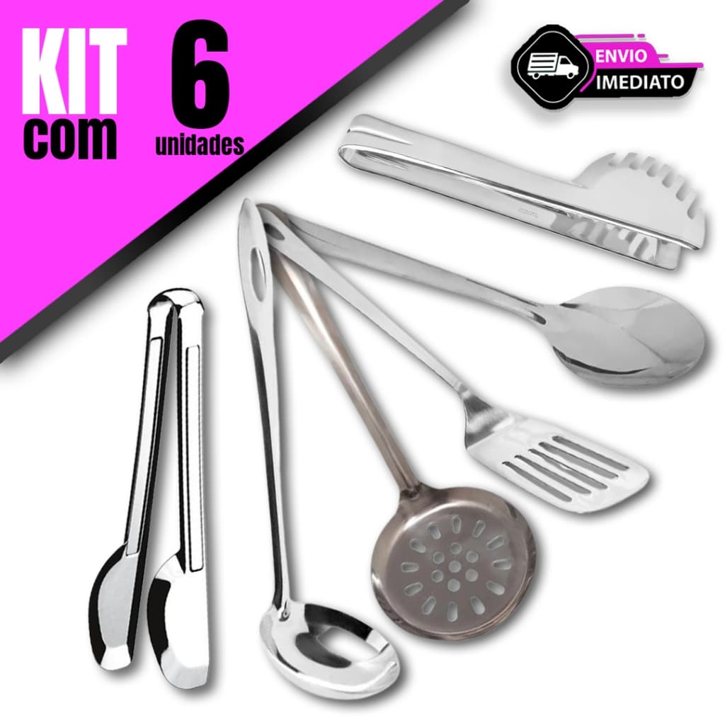 Kit Utensílios de Cozinha Concha Espátula Vazada Escumadeira Colher de Arroz Pegador Universal Pegador de Massas