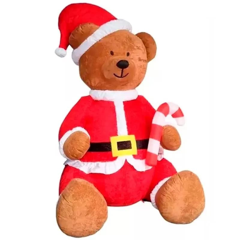 Urso Noel Gigante Inflável 240cm em Poliéster Para  Área Externa/Condomínio/Empresa/Festa/Decoração Entrada