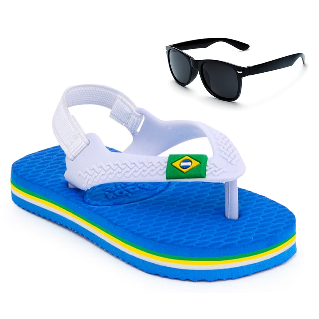 Kit Sandália Infantil Bebê Menino Com Elástico + Óculos Infantil Henry Kids