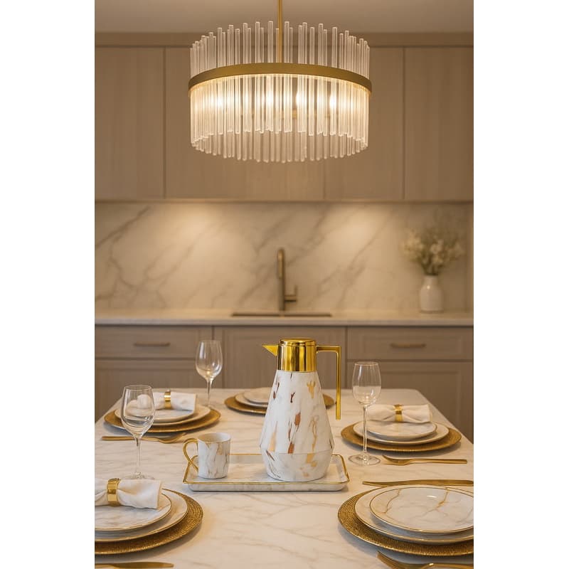 Garrafa Térmica Luxo Mármore 1L – Design Elegante e Sofisticado