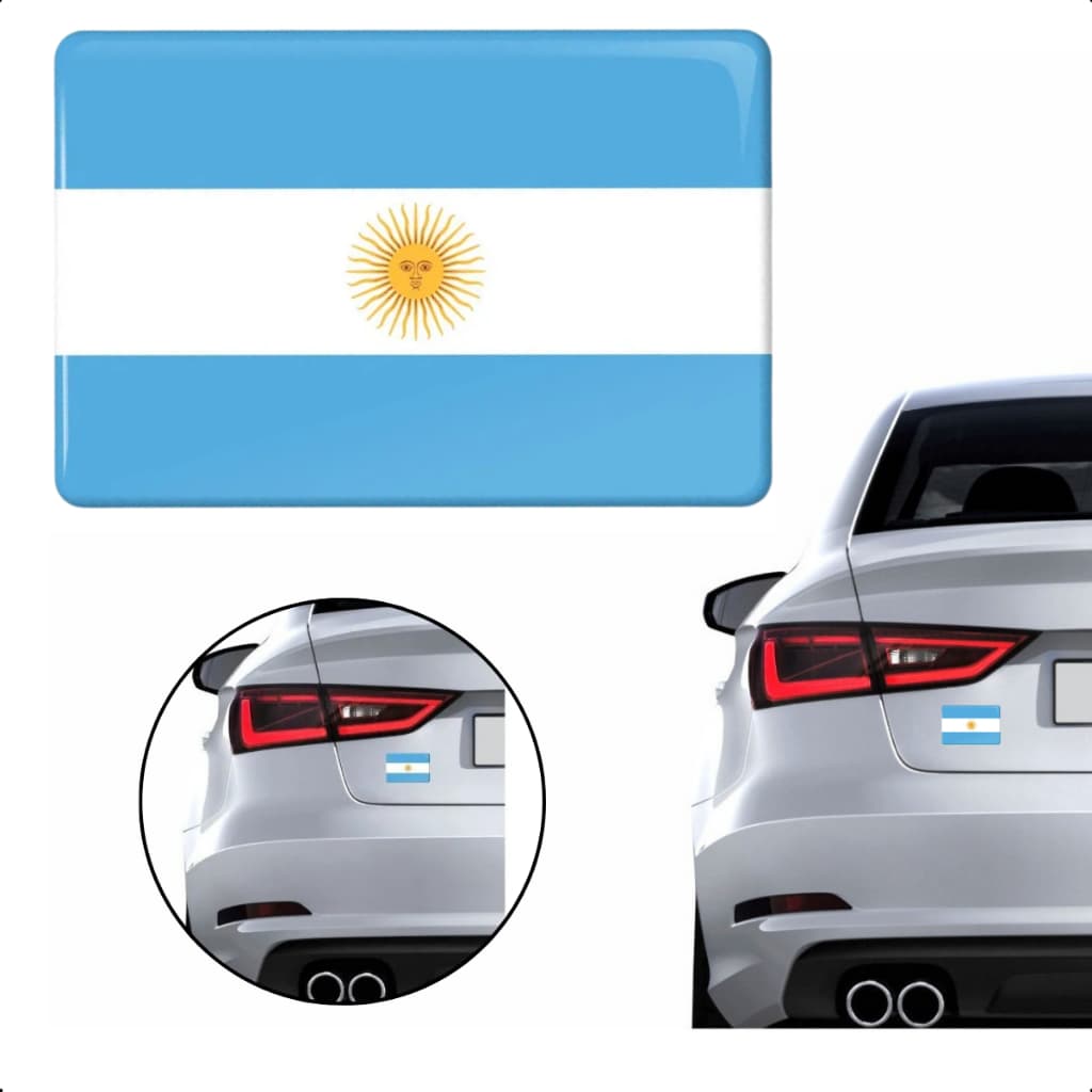 Adesivo Resinado Bandeira Argentina Carro Moto Notebook Capacete Países - Tamanho 8x5cm Resistente
