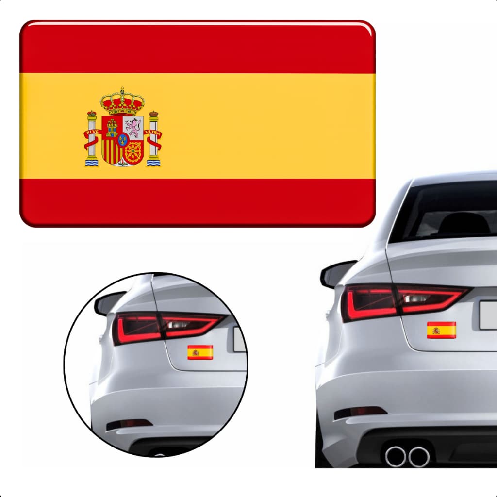 Adesivo Resinado Bandeira Espanha Carro Moto Notebook Capacete Países - Tamanho 8x5cm Resistente