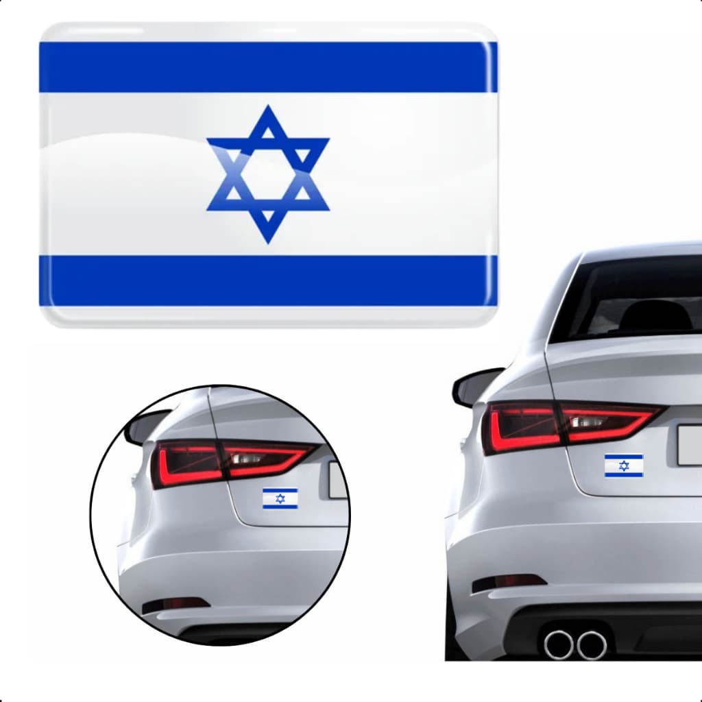 Adesivo Resinado Bandeira Israel Carro Moto Notebook Capacete Países - Tamanho 8x5cm