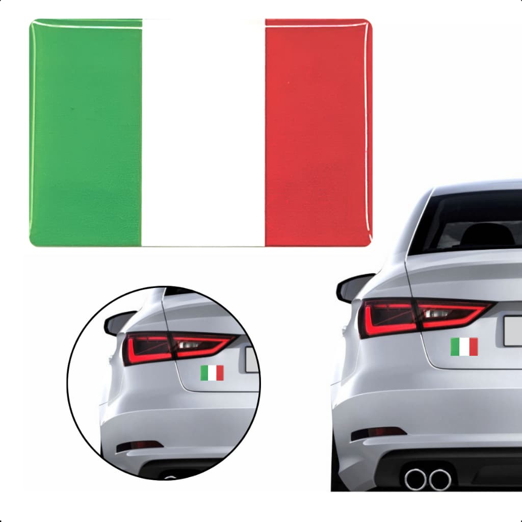 Adesivo Resinado Bandeira Italia Carro Moto Notebook Capacete Países - Tamanho 8x5cm
