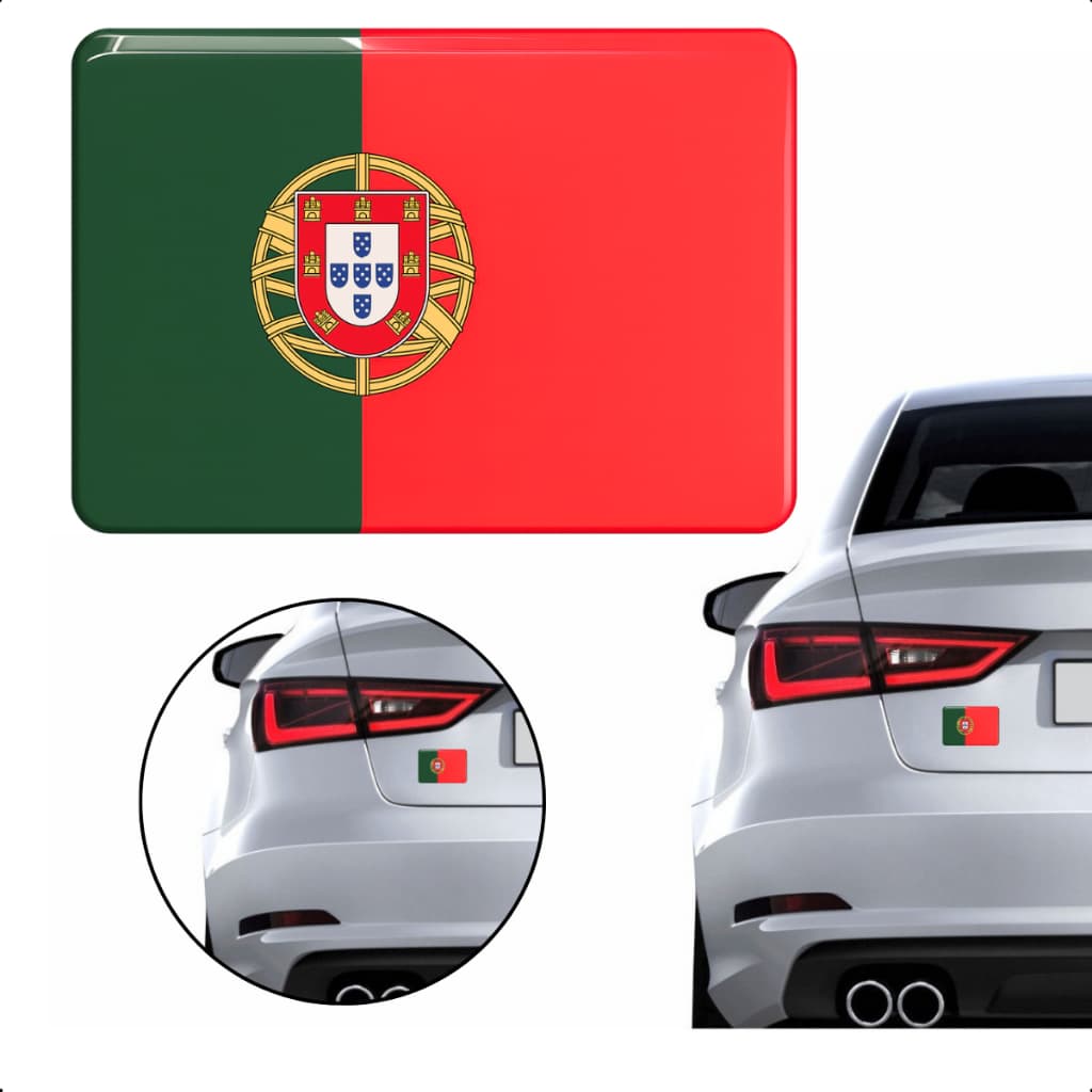 Adesivo Resinado Bandeira Portugal Carro Moto Notebook Capacete Países - Tamanho 8x5cm