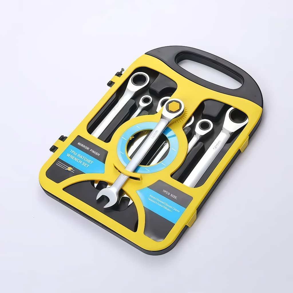 Kit 7 Peças Chave Ferramenta Combinada Catraca Boca Profissional