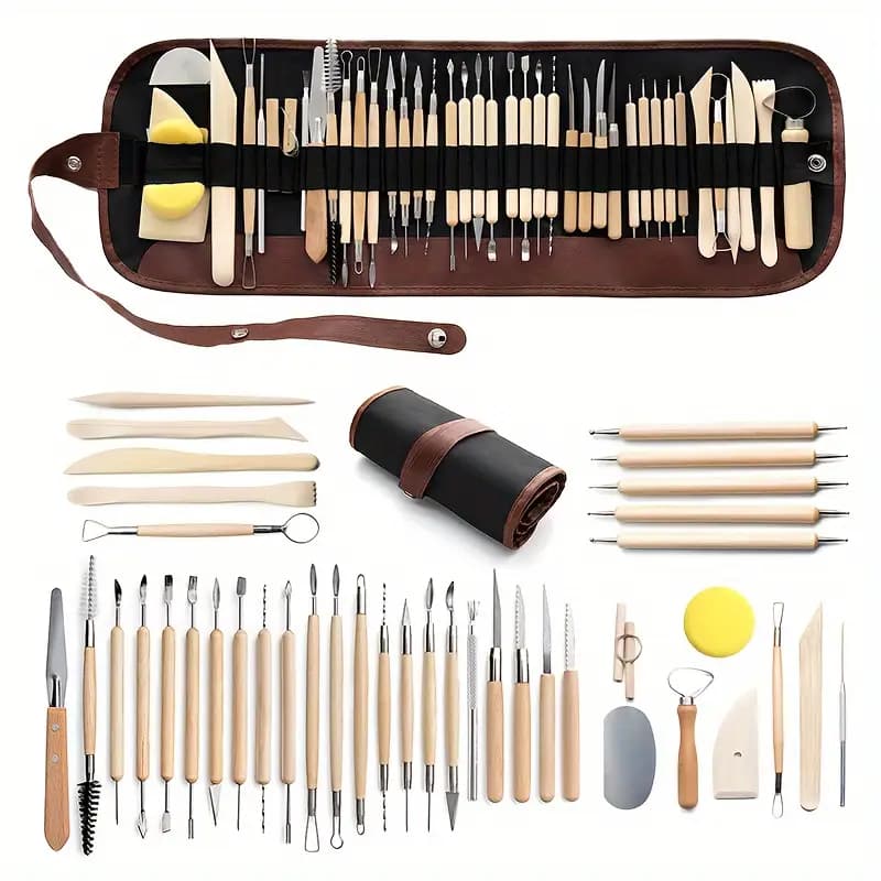 Kit 30/40 Peças Profissionais Escultura Argila Modelagem Corte