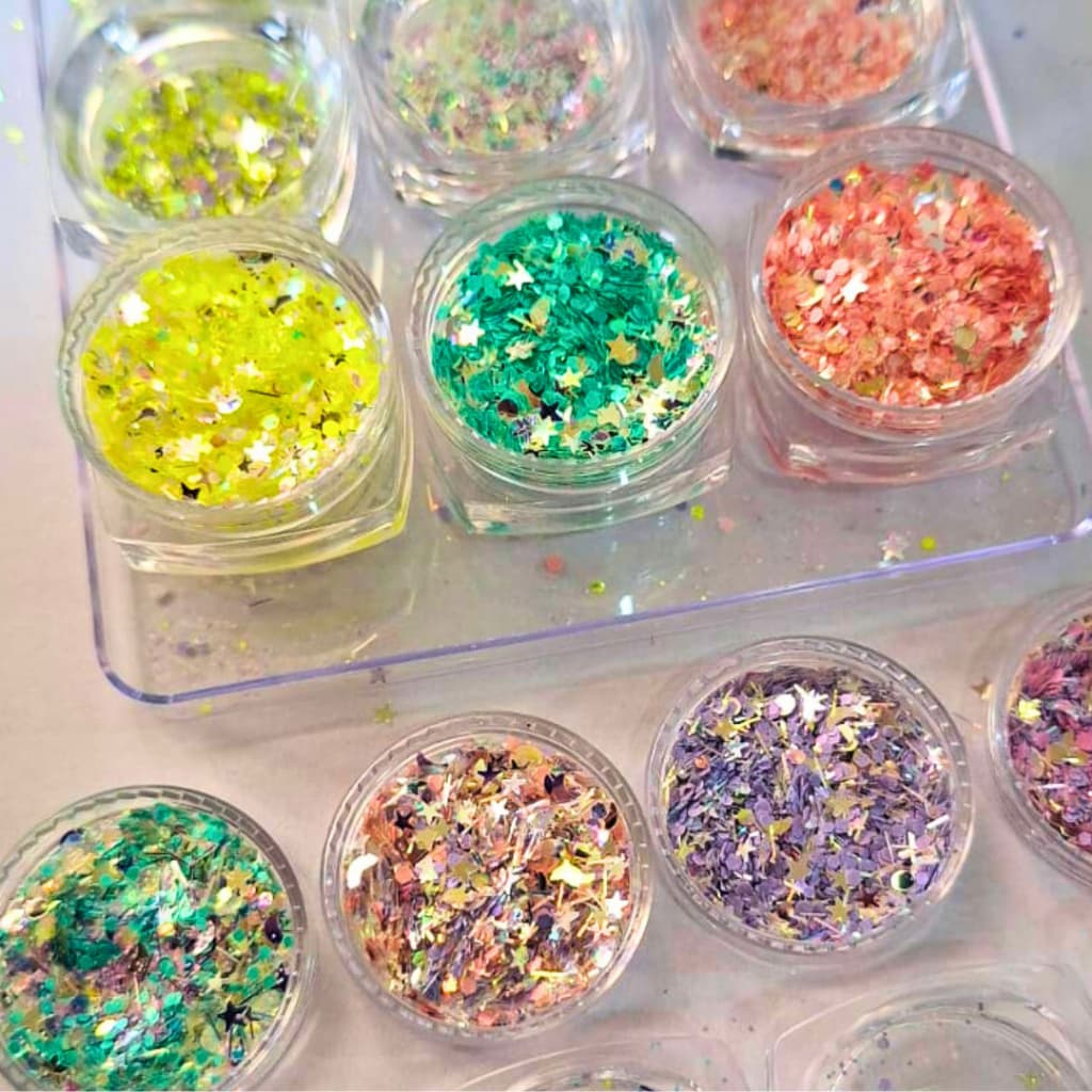 Glitter Flocado Estrelinha Para Unhas 12 Unidades D&Z